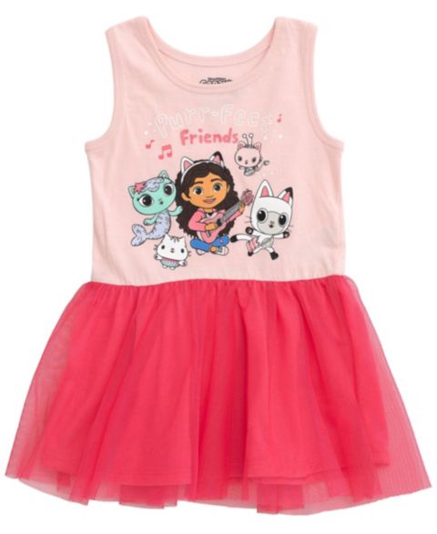 Платье Gabby's Dollhouse Cakey Cat Gabby Kitty Fairy 2T to 12 Tulle для девочек, цвет: Светлый розовый пурпурный