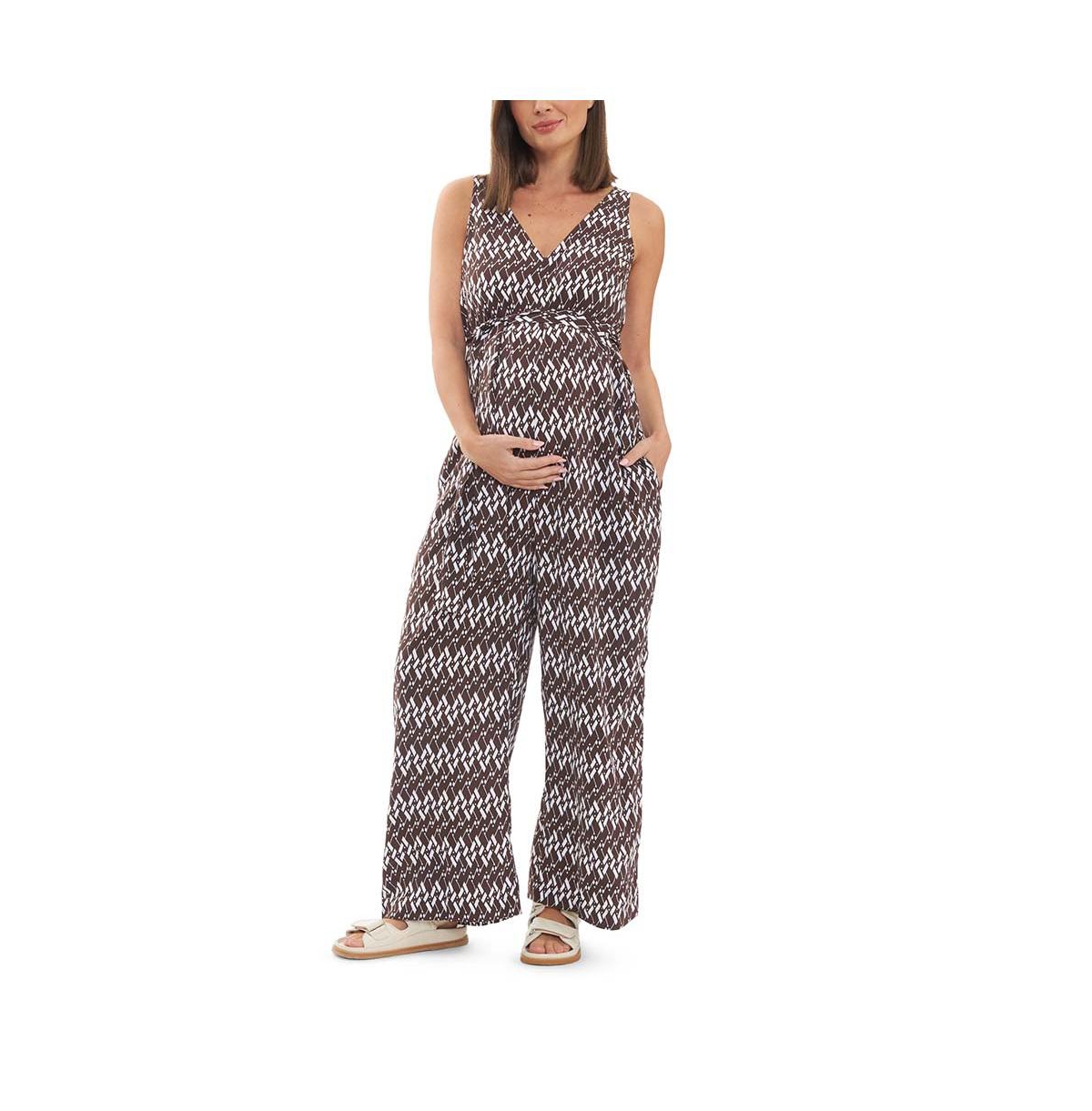 Grace V-Neck Jumpsuit Chocolate/White - Chocolate