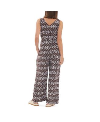 Grace V-Neck Jumpsuit Chocolate/White