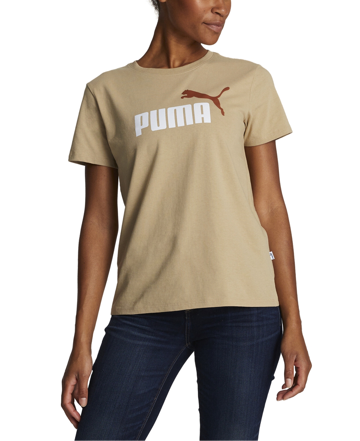 Puma Women's Essentials Graphic Short Sleeve T-shirt In Prairie Tan