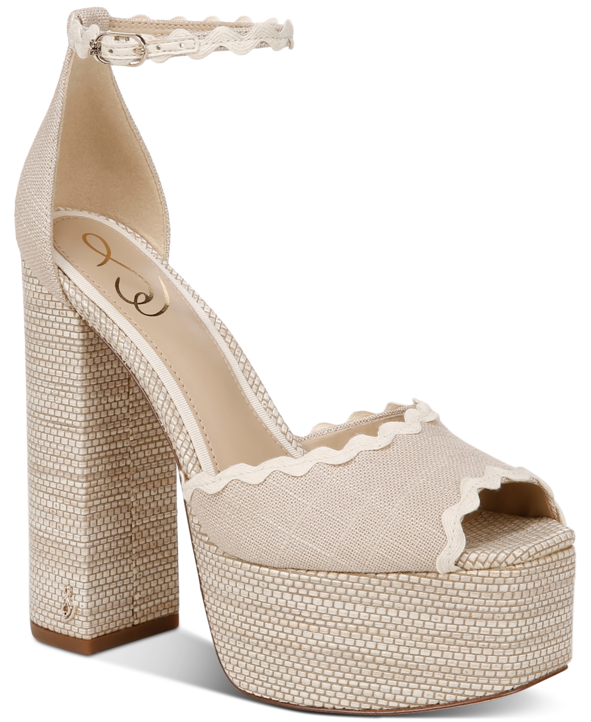 Shop Sam Edelman Womens Kori Ankle Strap Platform Dress Sandals In Natural Linen Multi