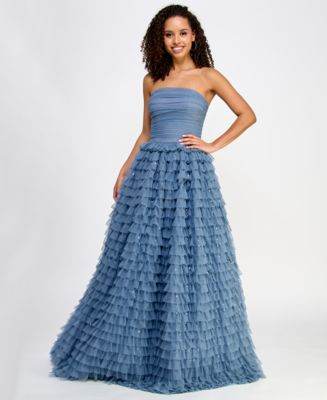 Say Yes Juniors Multi Ruffle Sequined Ball Gown Created for Macy s Macy s