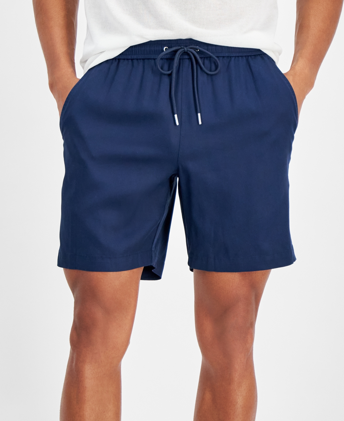 Inc International Concepts Men's Erik Regular-fit 7" Drawstring Shorts, Created For Macy's In Basic Navy