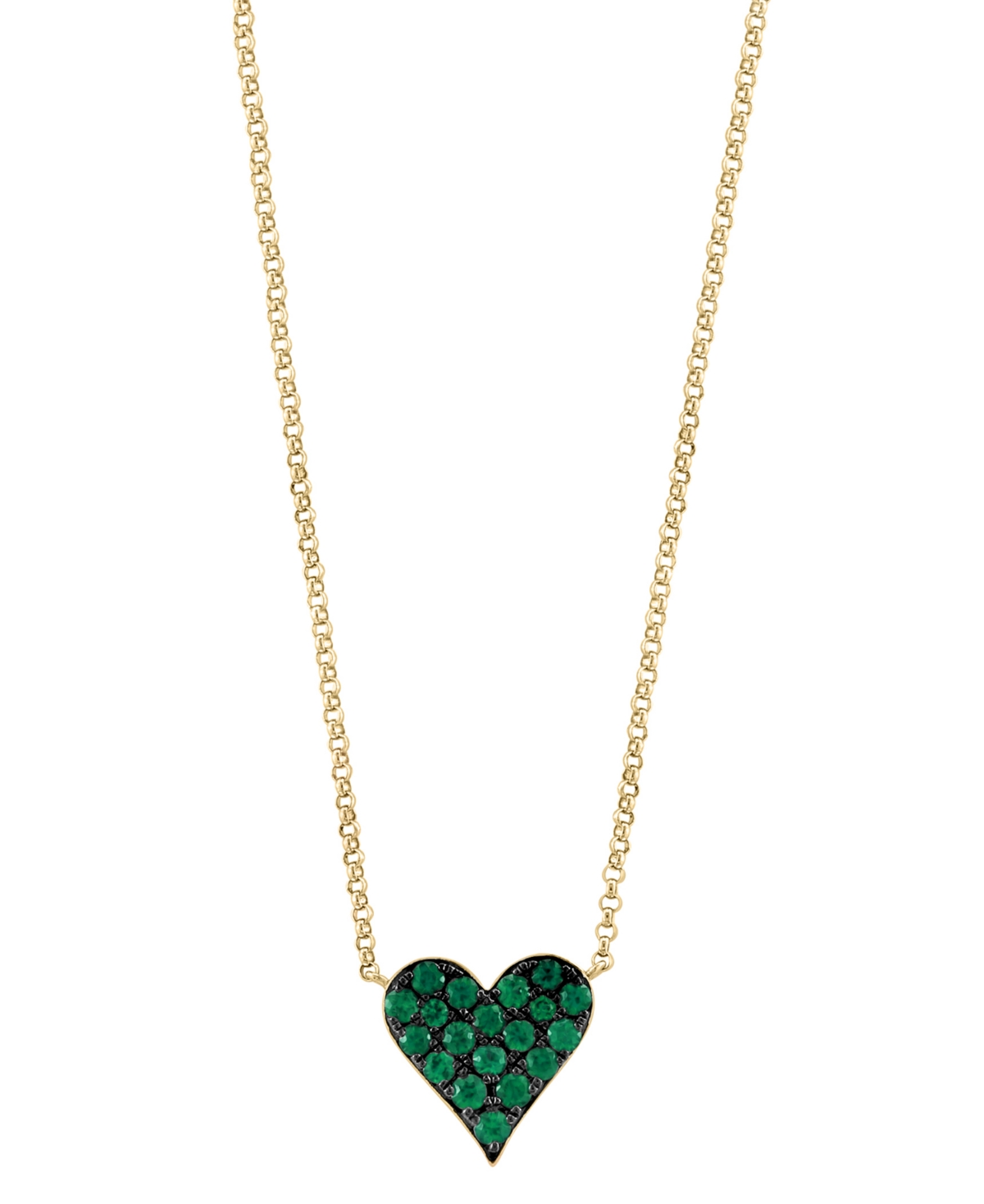 Effy Collection Effy Emerald (3/8 Ct. T.w.) Heart 18" Pendant Necklace In 14k Gold In Yellow Gold