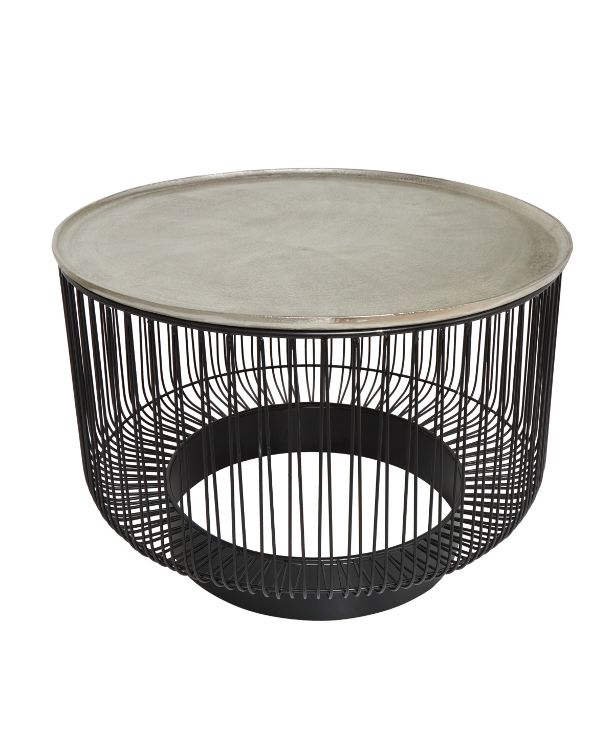 Rosemary Lane 30" X 30" X 17" Metal Open Frame Wire Geometric Silver-tone Aluminum Top Coffee Table In Black