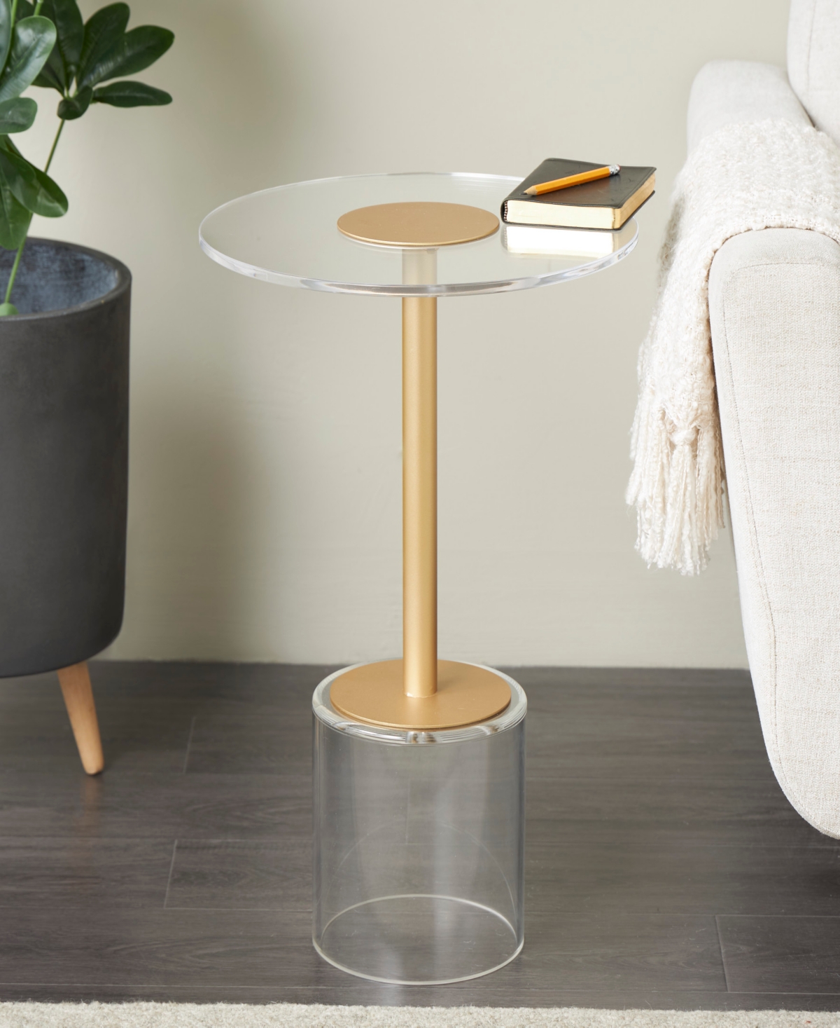 Shop Rosemary Lane 16" X 16" X 23" Acrylic Elevated Base And Gold-tone Stand Accent Table In Clear
