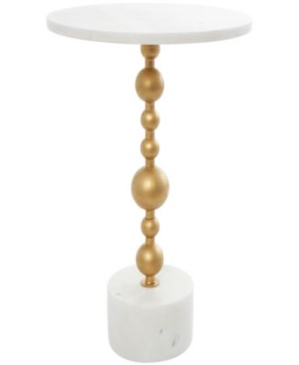 16" x 16" x 23" Marble Geometric Gold-Tone Metal Bubble Stand Accent Table