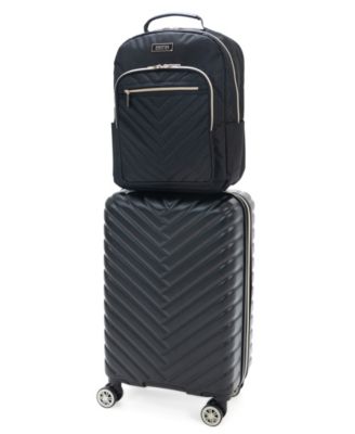 Madison Square Hardside Chevron Expandable 2pc 20" Carry On Luggage + Matching 15" Laptop Backpack Set
