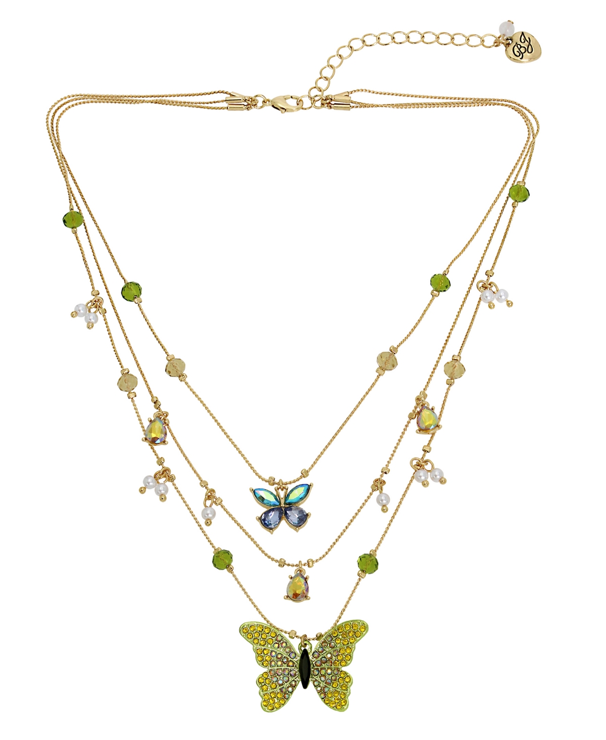 Faux Stone Butterfly Layered Necklace - Multi, Gold