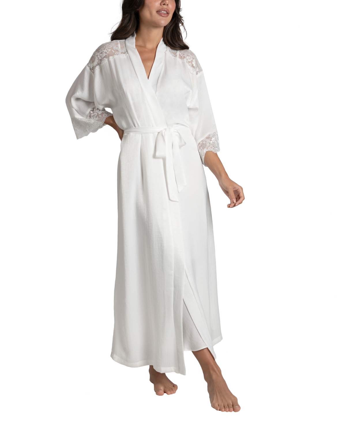 Shop Linea Donatella Women's Luxe Satin Bridal Lingerie Long Gown In Ivory