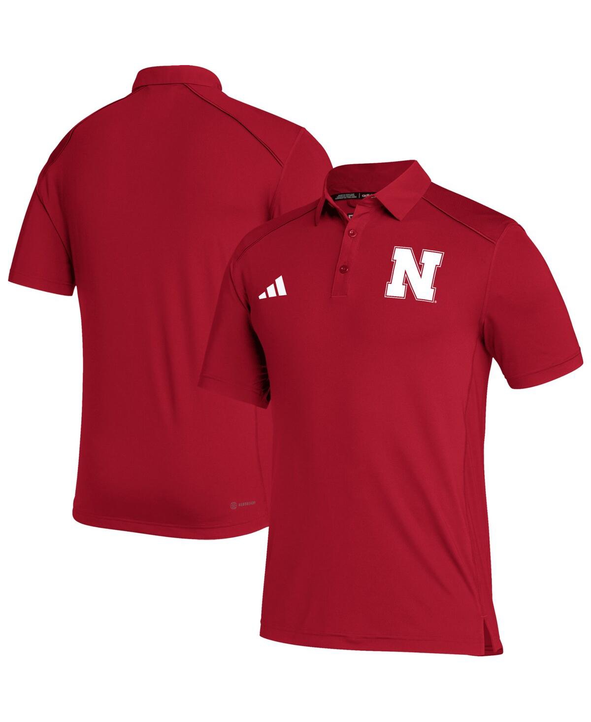 Men's adidas Scarlet Nebraska Huskers Strategy Aeroready Polo Shirt - Scarlet