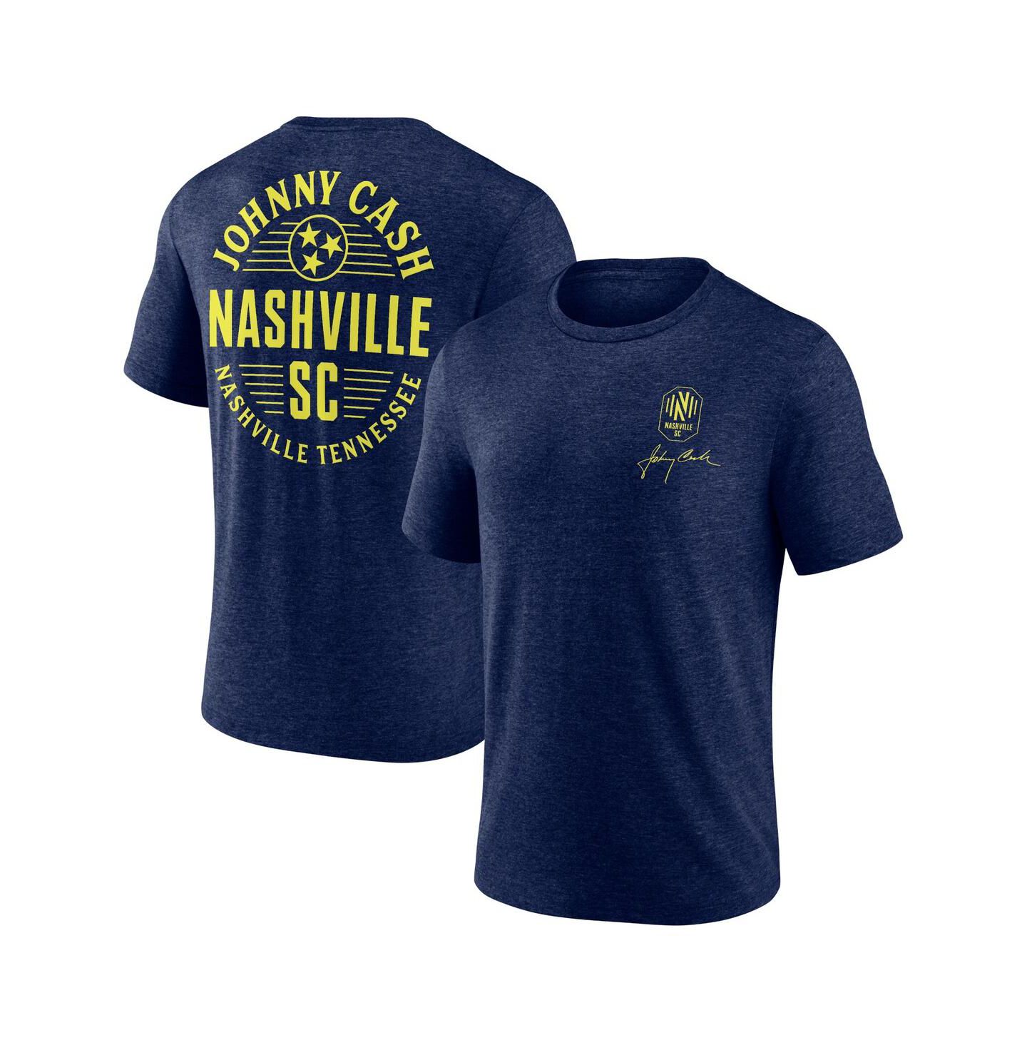 Мужская футболка Fanatics Heather Navy Nashville SC x Johnny Cash Oval — фото 1