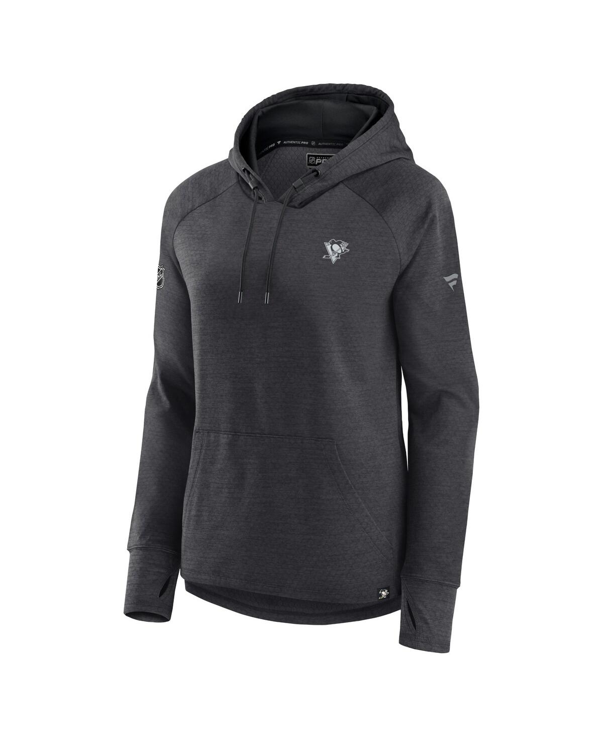Women's FanaticsPittsburgh Penguins Authentic Pro Pullover Hoodie - Heather Charcoal