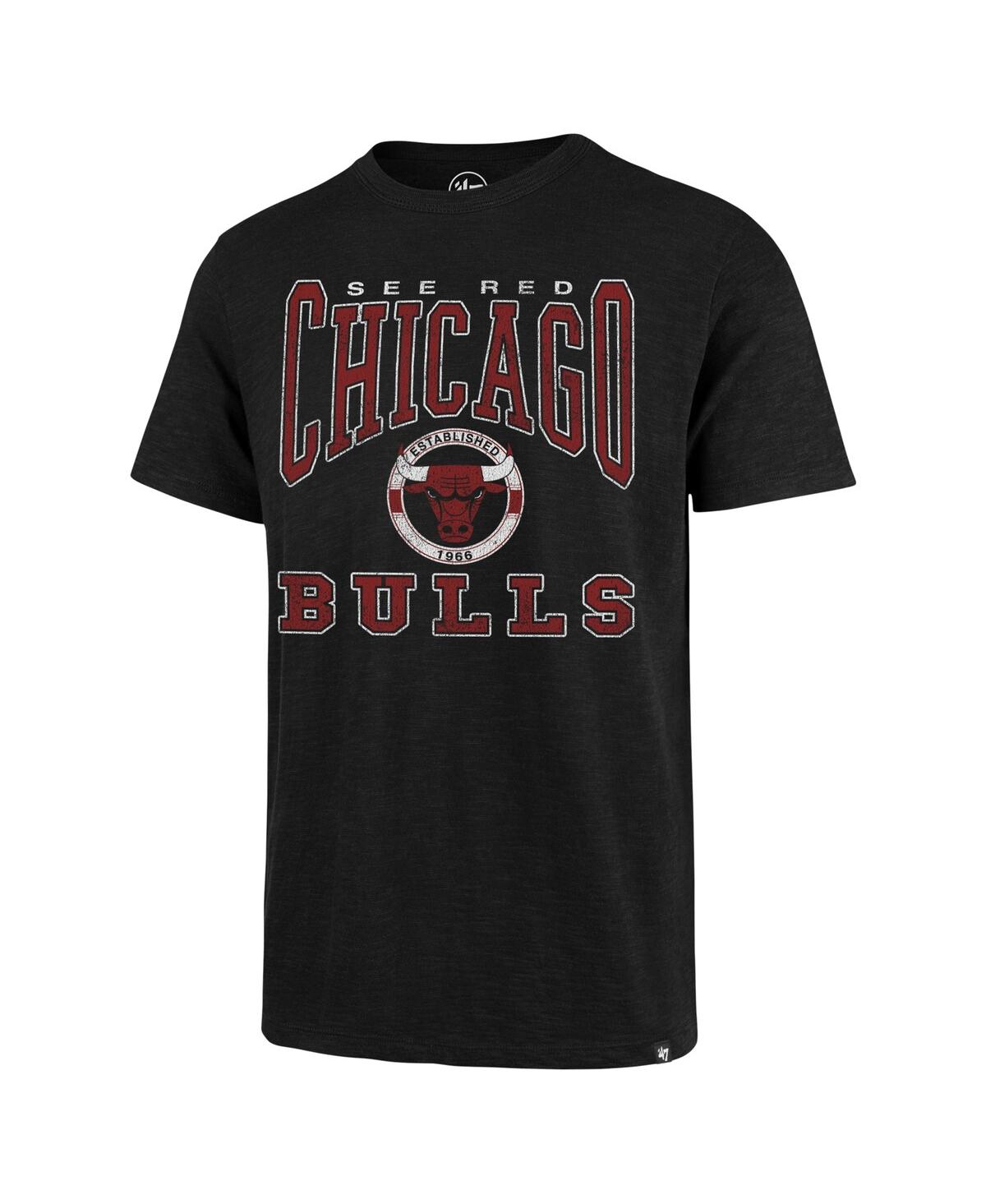 Shop 47 Brand Men's ' Black Distressed Chicago Bulls All Out Scrum T-shirt