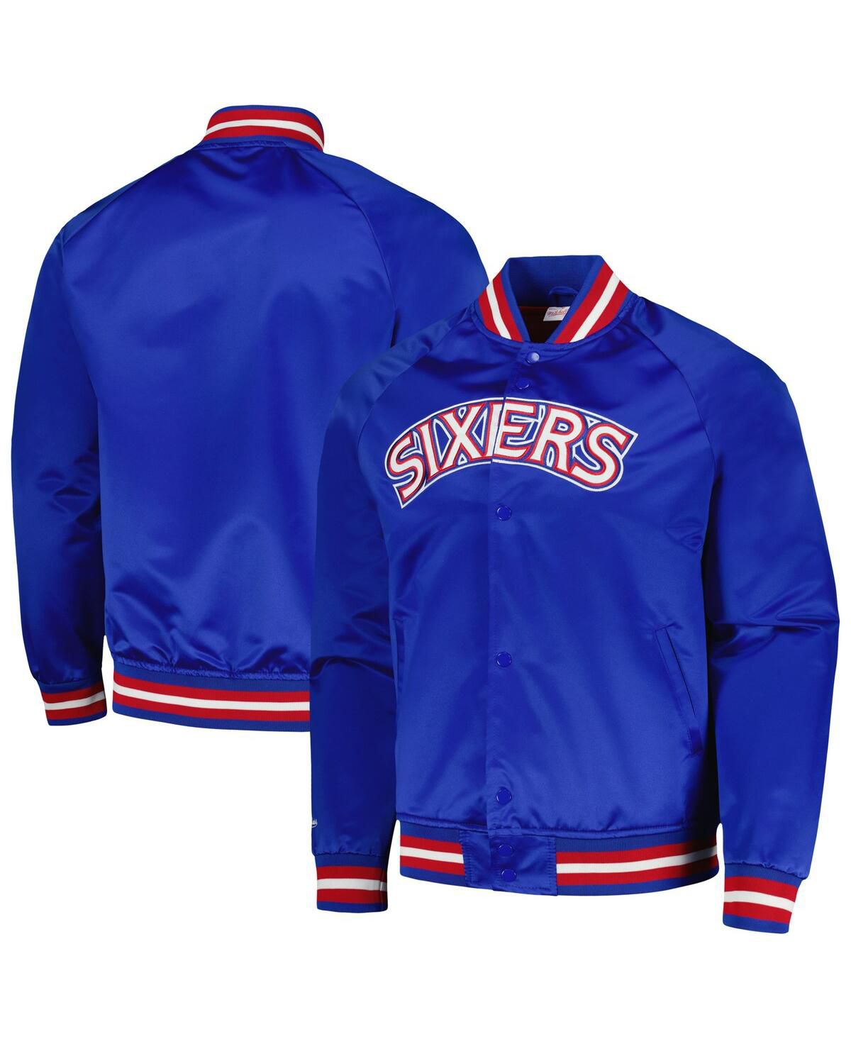 Мужская куртка реглан Royal Philadelphia 76ers Hardwood Classics в стиле ретро с надписью Wordmark на полной застежке
