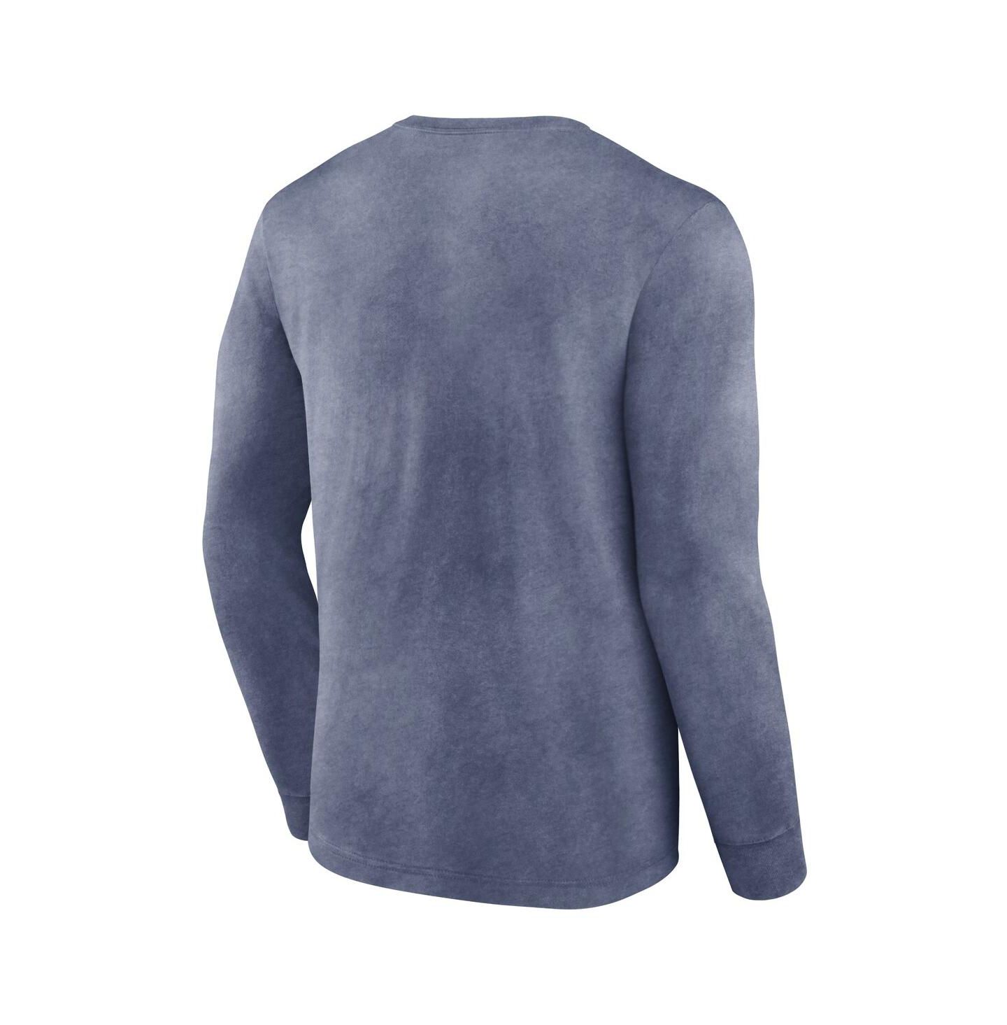 Мужская футболка Fanatics Heather Deep Sea Blue Distressed Seattle Kraken Keep The Zone Long Sleeve — фото 3