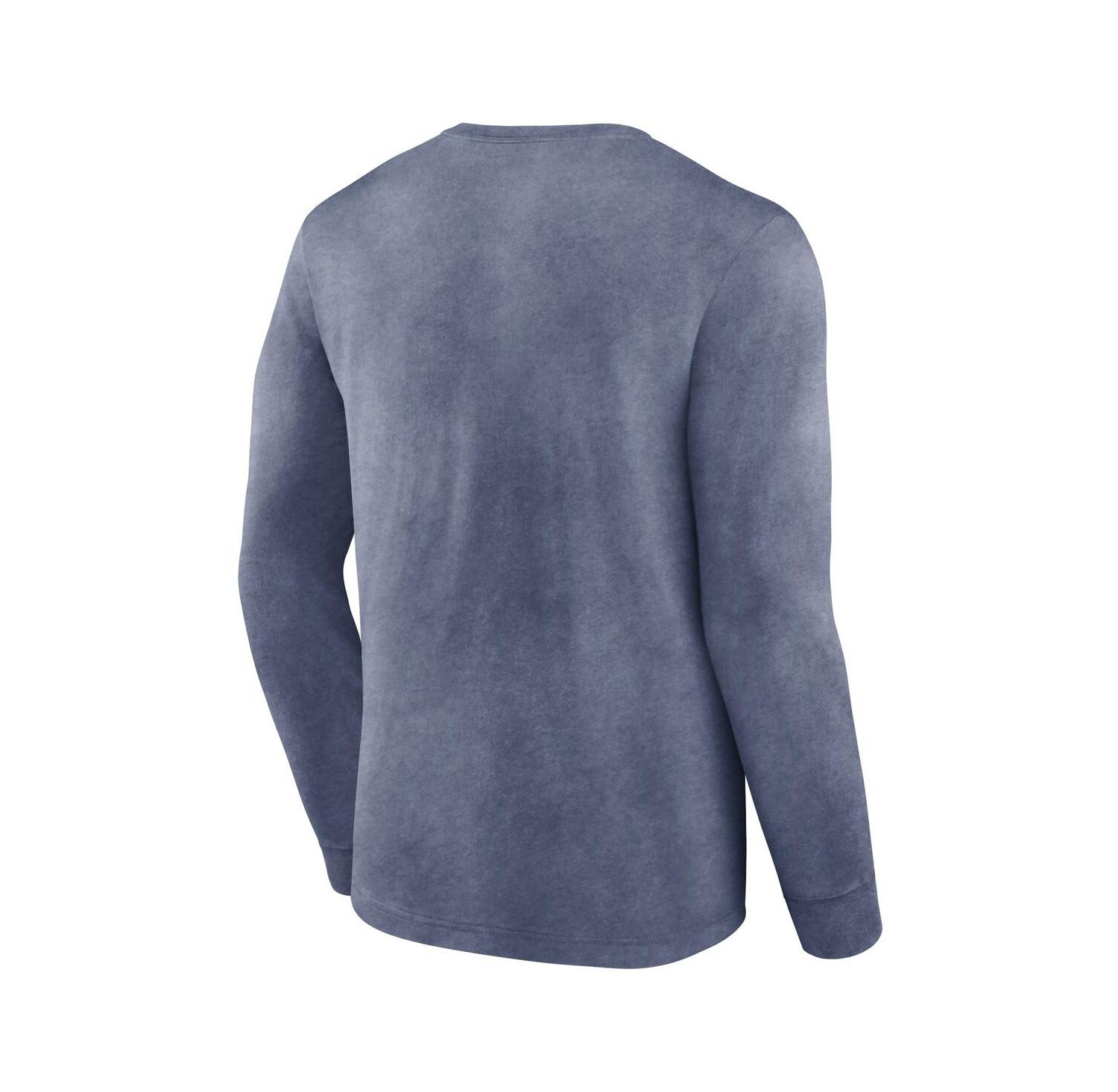 Men's Heather Deep Sea Blue Distressed Seattle Kraken Keep The Zone Long Sleeve T-shirt
