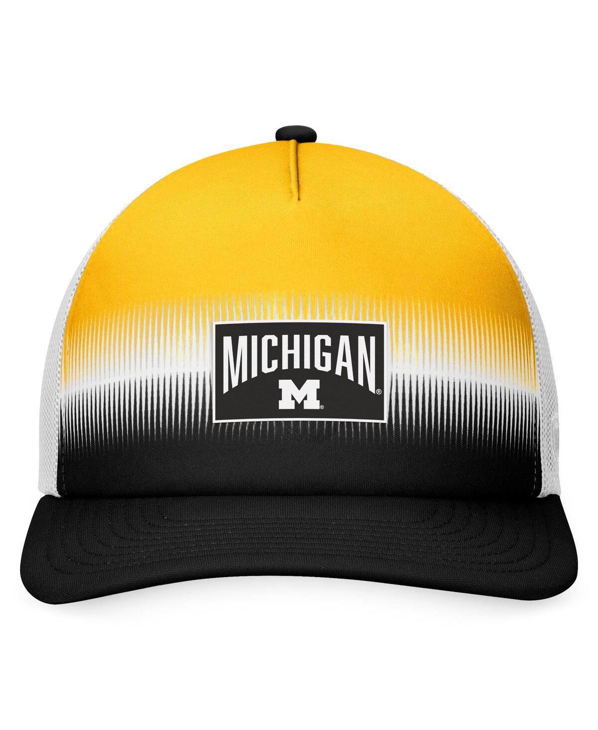 Shop Top Of The World Men's  Navy, Maize Michigan Wolverines Daybreak Foam Trucker Adjustable Hat In Navy,maize