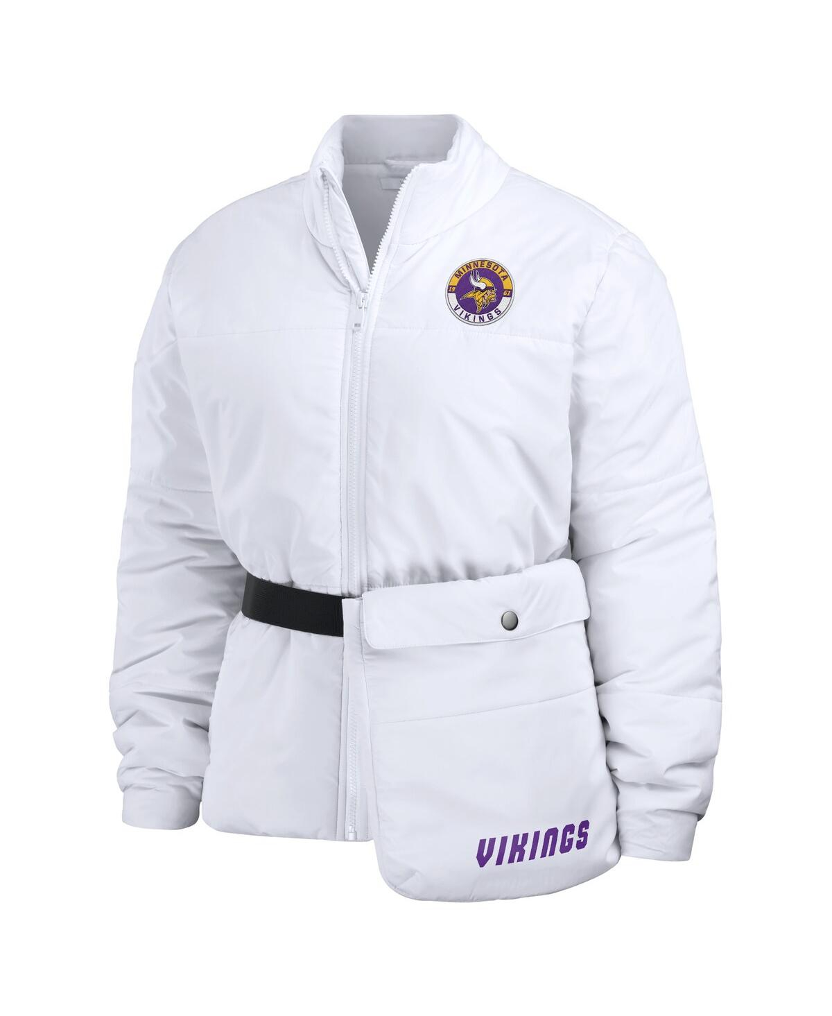Shop Wear By Erin Andrews Women's  White Minnesota Vikings Packaway Full-zip Puffer Jacket