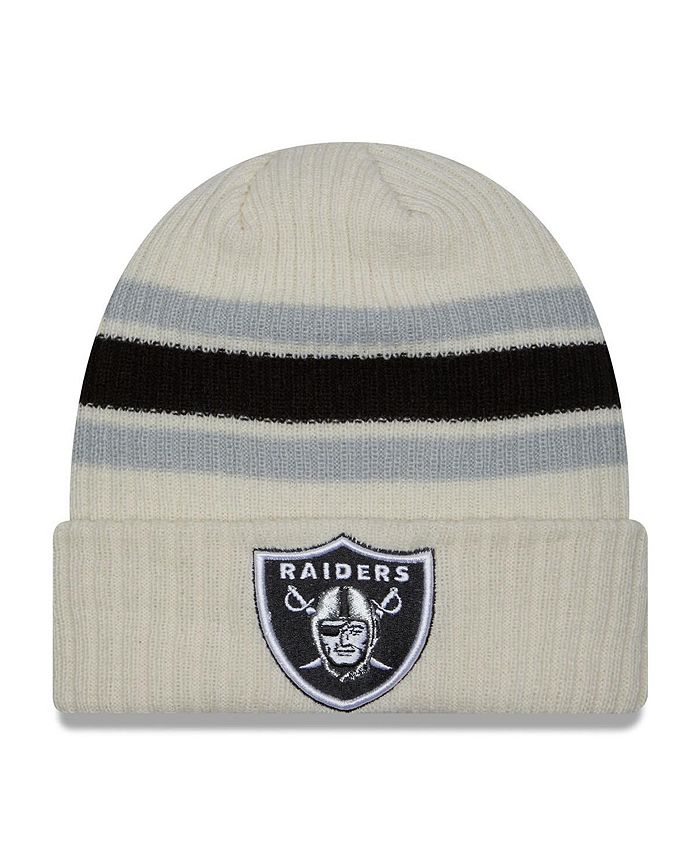 New Era Men's Cream Las Vegas Raiders Team Stripe Cuffed Knit Hat Macy's