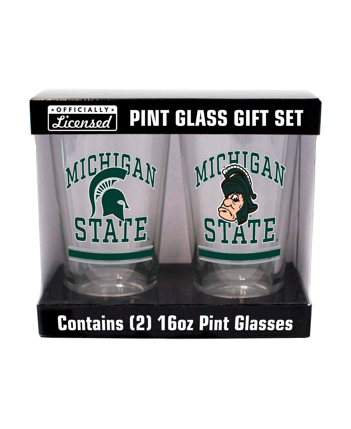 Logo Brands Michigan State Spartans 16 oz Pint Glass Two Pack In Clear