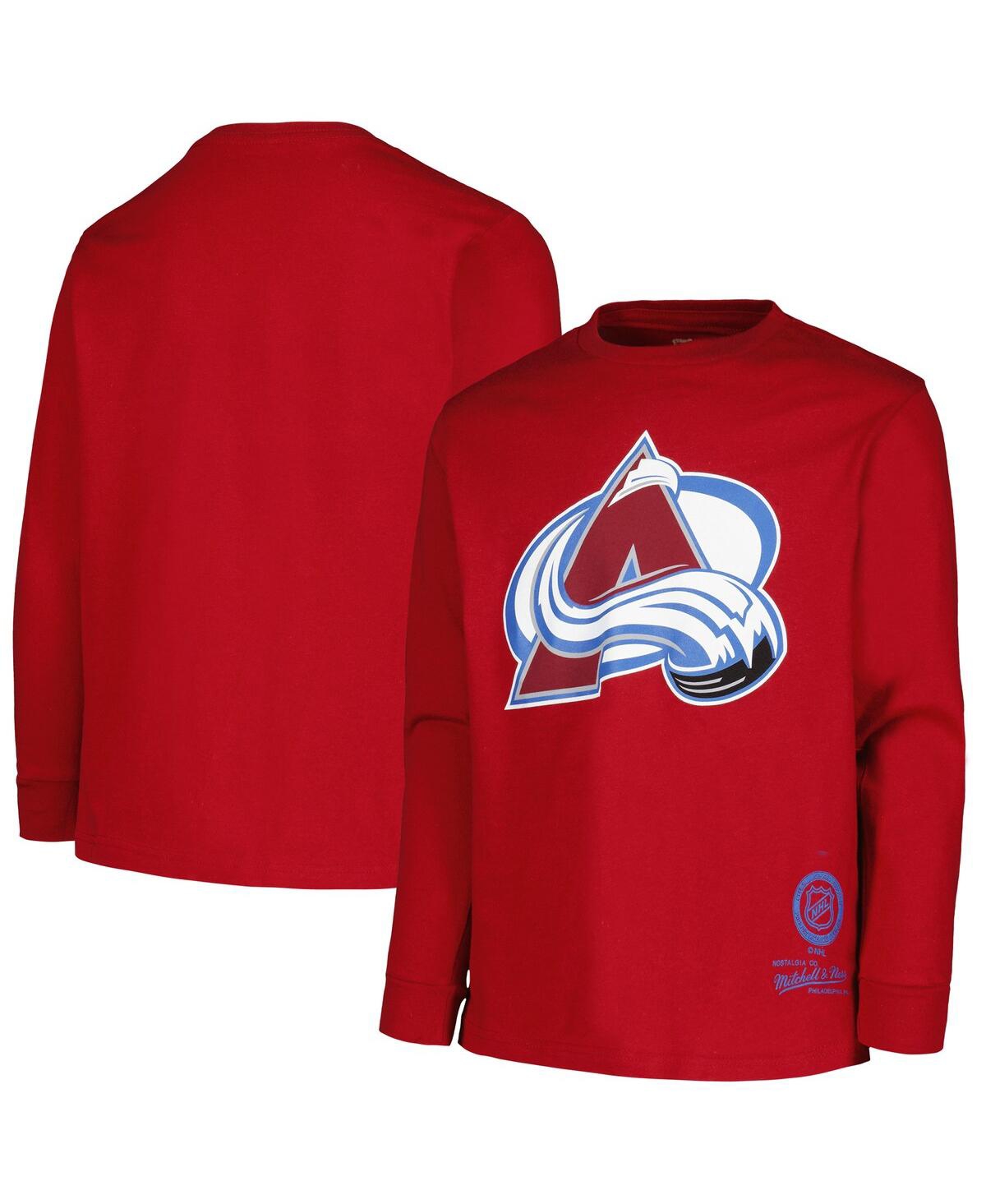 Mitchell & Ness Big Boys  Garnet Colorado Avalanche Throwback Logo Long Sleeve T-shirt In Garnet