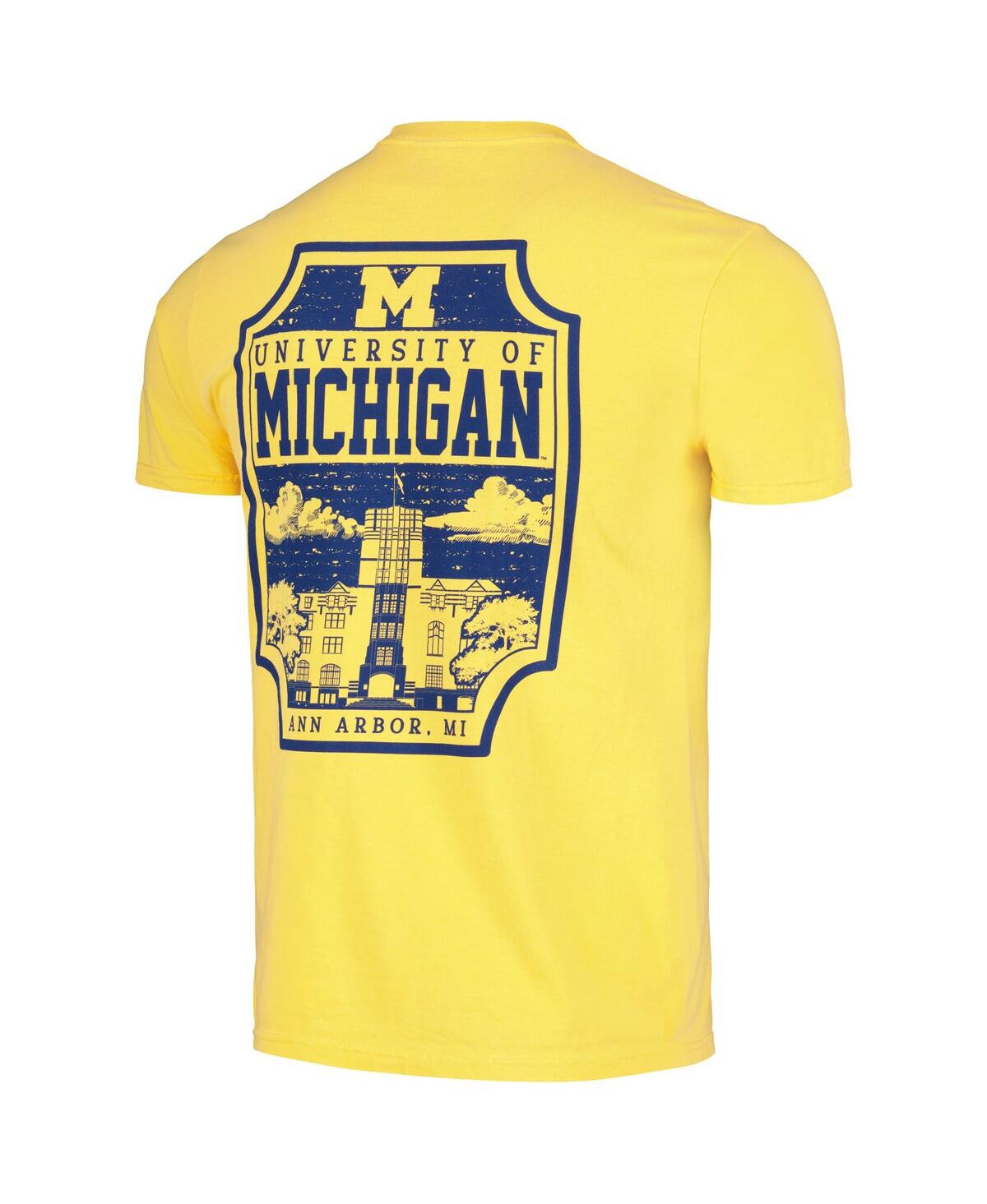 Shop Image One Men's Maize Michigan Wolverines Campus Badge Comfort Colors T-shirt