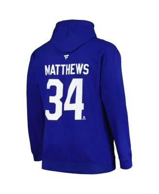 Men's Auston Matthews Blue Toronto Maple Leafs Big and Tall Name and Number Pullover Hoodie