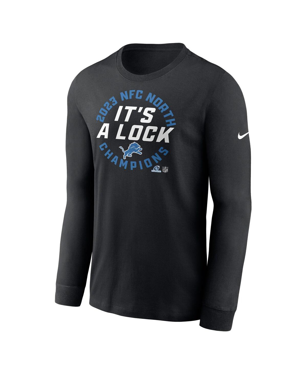 Men's NikeDetroit Lions 2023 Nfc North Division Champions Locker Room Trophy Collection Long Sleeve T-shirt - Black