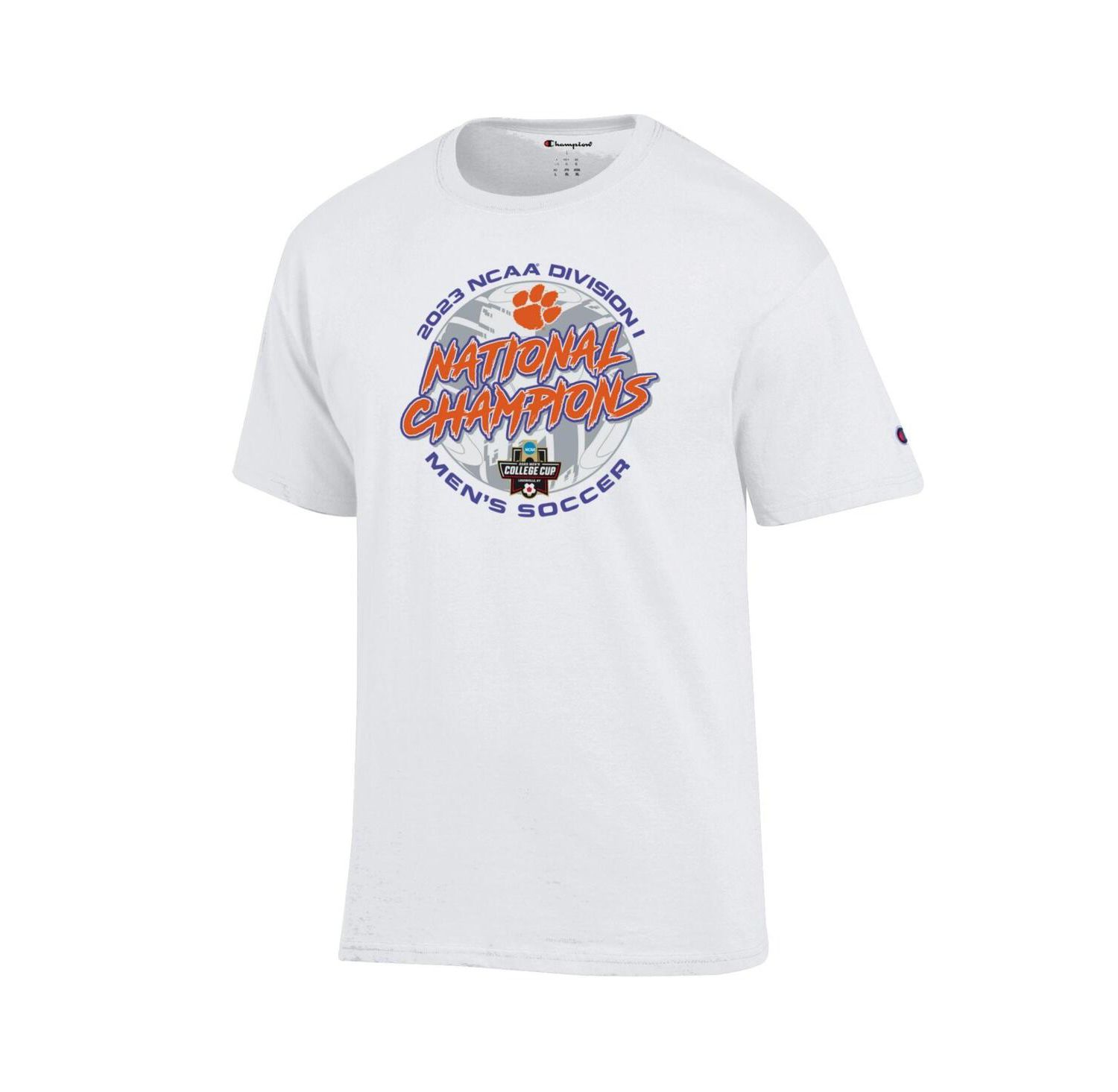 Men's and Women's White Clemson Tigers 2023 NCAA Men's Soccer National Champions Locker Room T-shirt