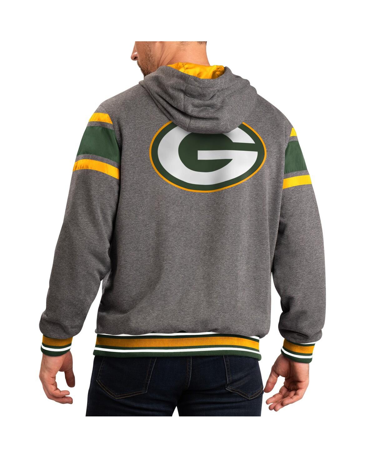 Men's G-iii Sports by Carl Banks Gray Green Bay Packers Extreme Full Back Reversible Hoodie Full-Zip Jacket - Green