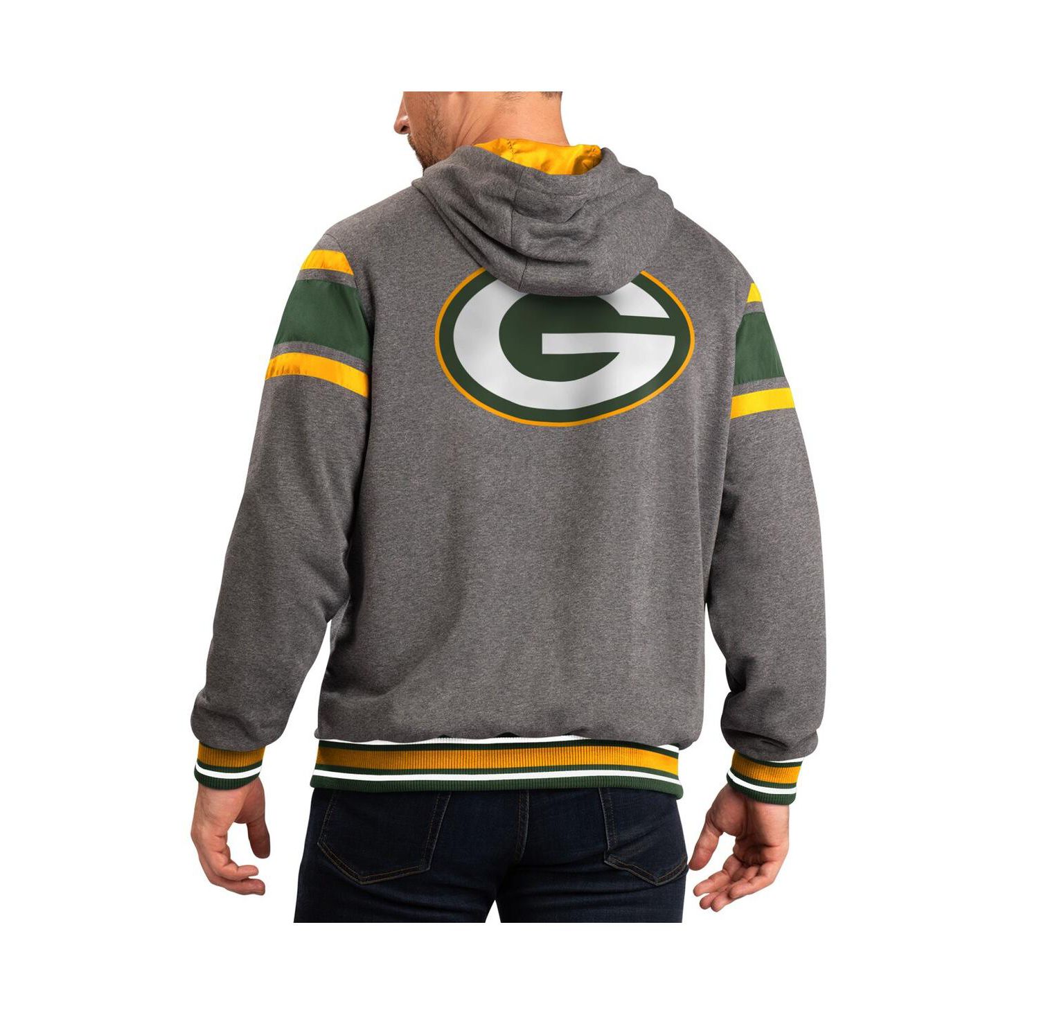 Men's Green, Gray Green Bay Packers Extreme Full Back Reversible Hoodie Full-Zip Jacket