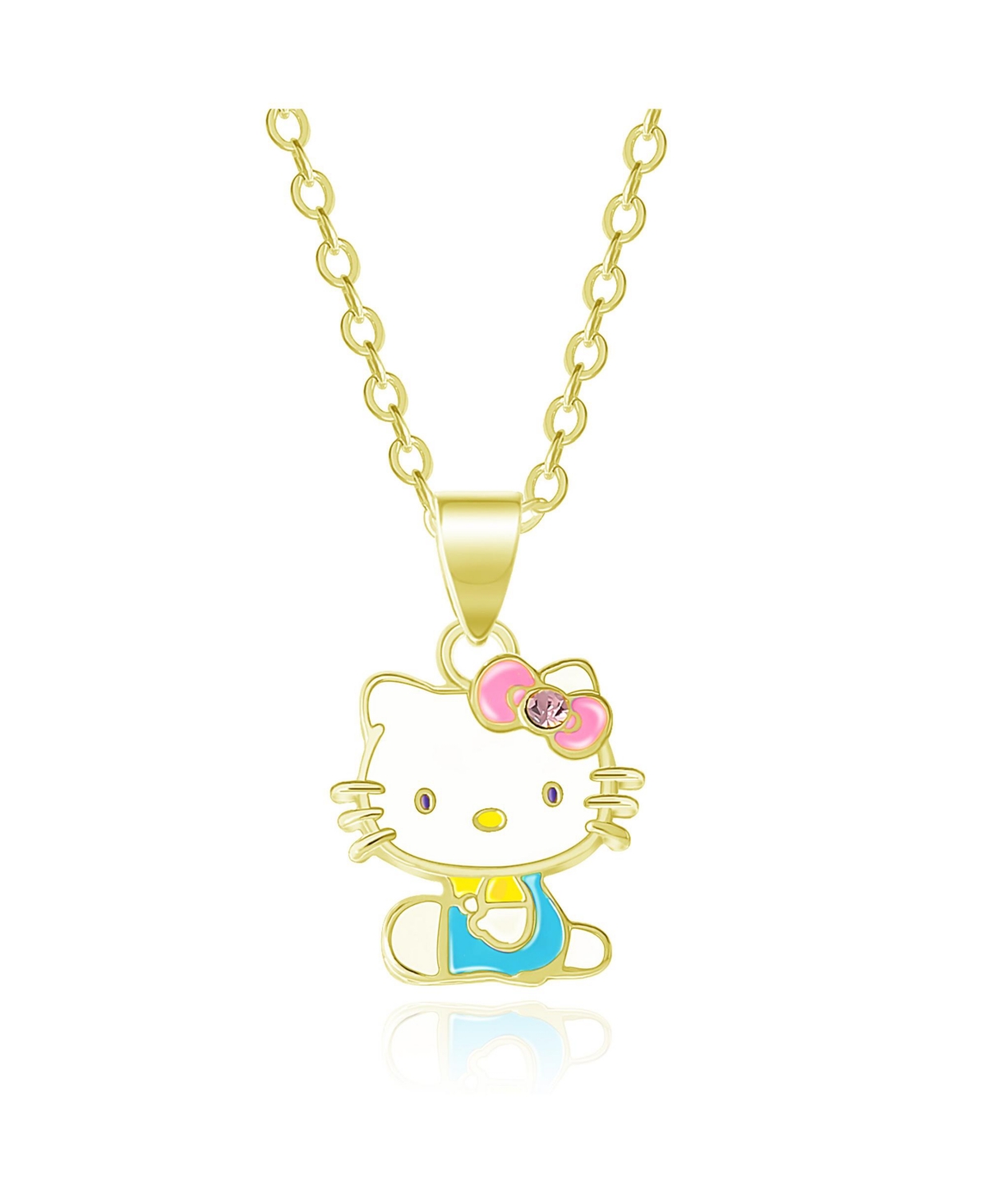 Sanrio Hello Kitty Enamel Seated Pendant - Gold tone, white, blue