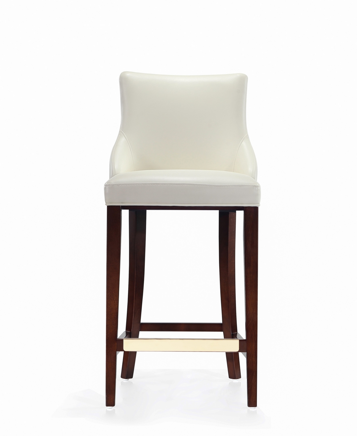 Manhattan Comfort Shubert Leatherette Upholstered Beech Wood Barstool In Ivory
