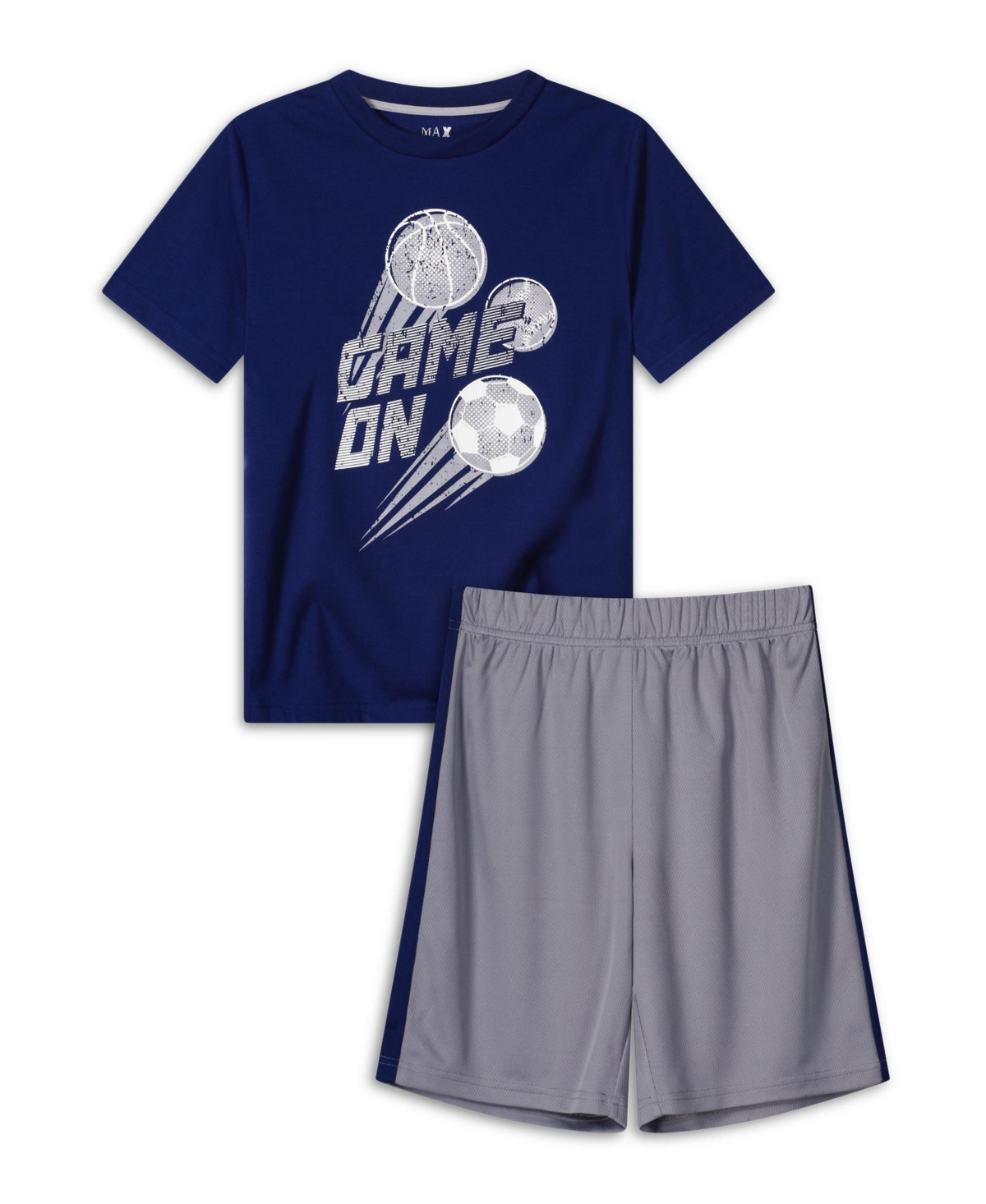 Shop Max & Olivia Boys Soft Jersey Fabric T-shirt And Mesh Shorts Pajama Set, 2 Piece In Navy