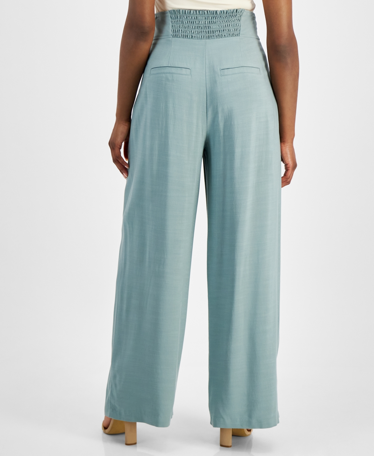 Shop Bar Iii Petite High Rise Pleat-front Wide Leg Pants, Created For Macy's In Everglade Green