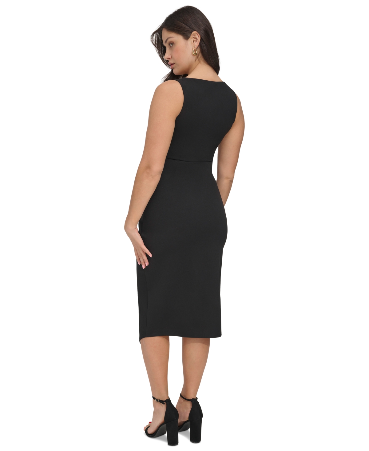 Shop Siena Women's Knotted Asymmetrical-hem Sheath Dress In Black