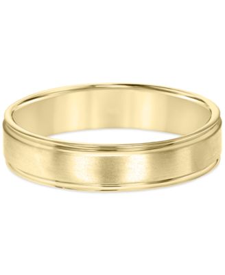 Men's Satin Finish Beveled Edge Band in 18k Gold-Plated Sterling Silver (Also in Sterling Silver)