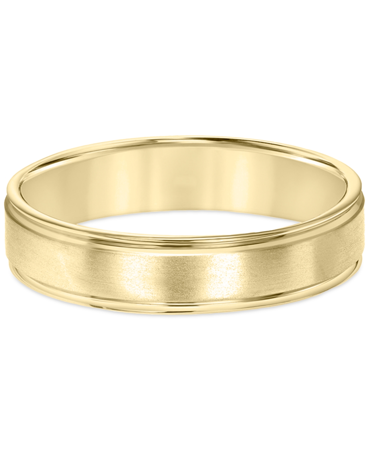 Men's Satin Finish Beveled Edge Band in 18k Gold-Plated Sterling Silver (Also in Sterling Silver) - 18K Gold Over Sterling Silver