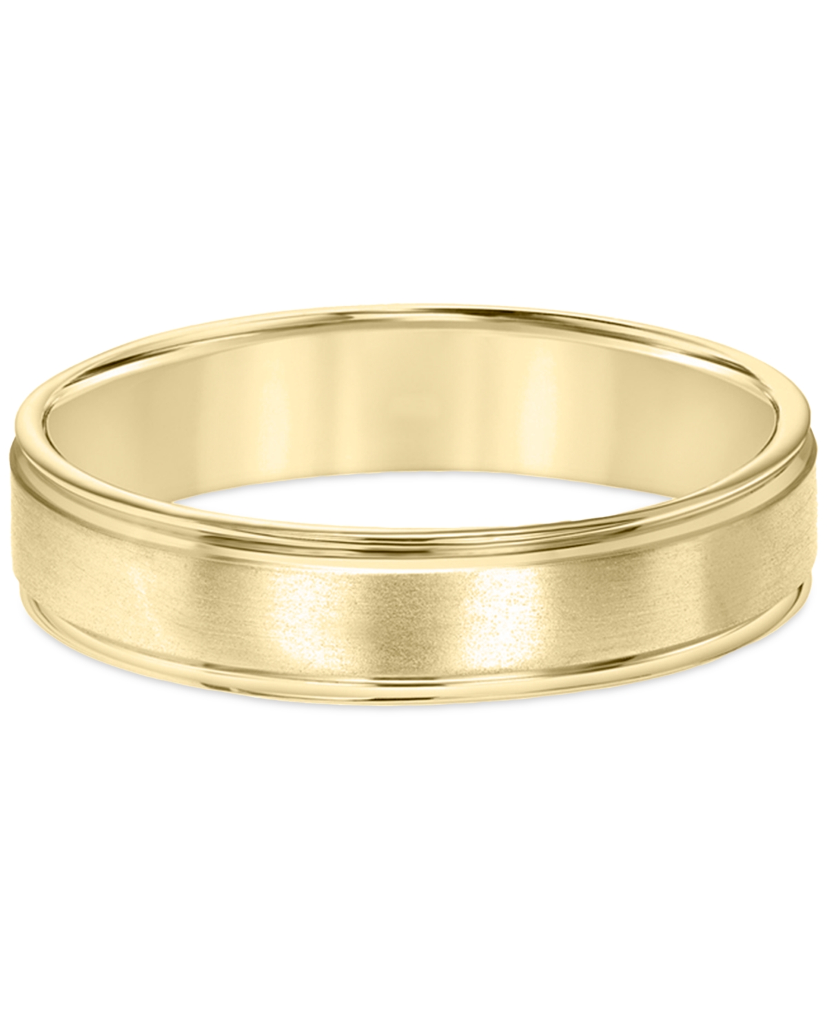 Shop Macy's Men's Satin Finish Beveled Edge Band In 18k Gold-plated Sterling Silver (also In Sterling Silver)