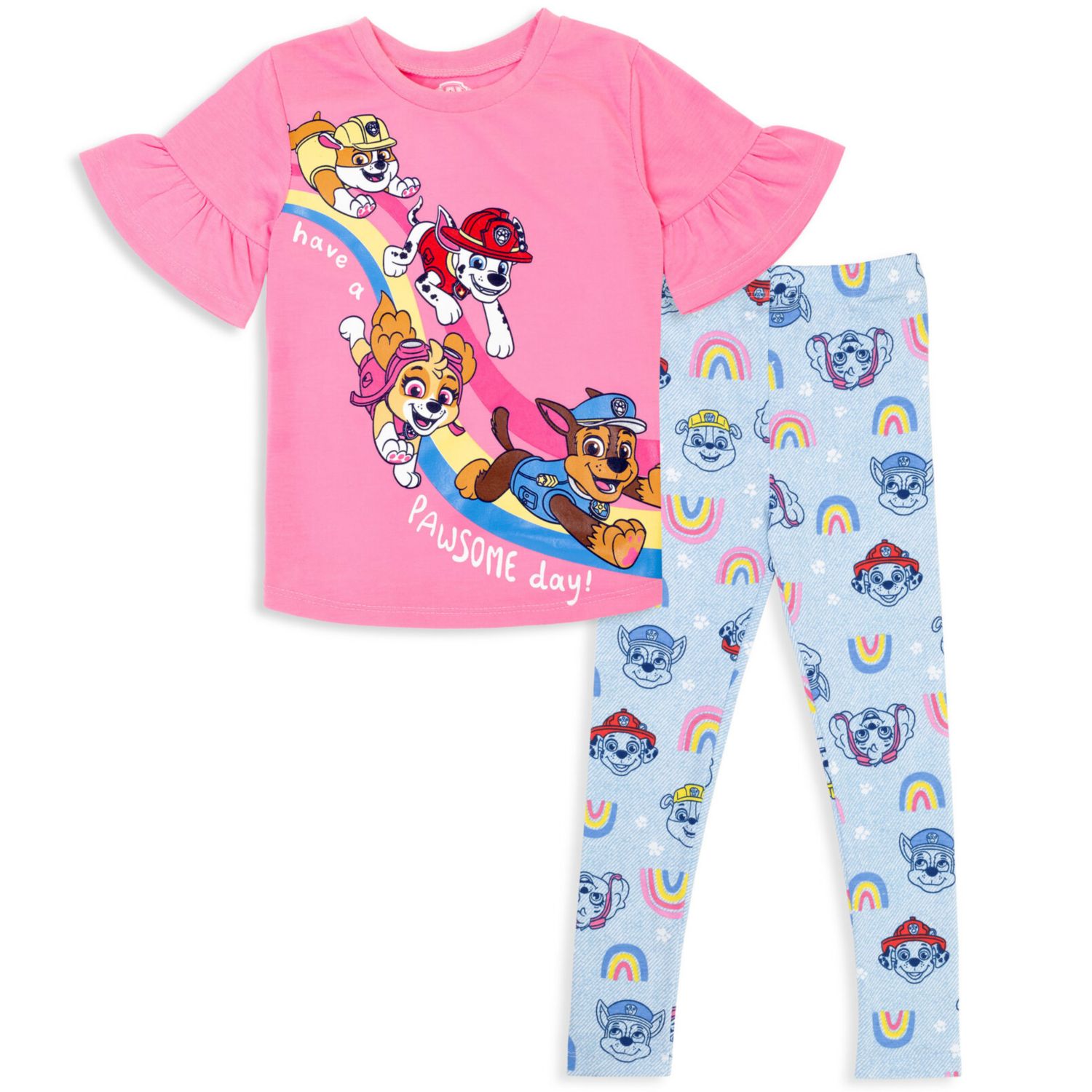 Rubble Marshall Chase Girls T-Shirt and Leggings Outfit Set Toddler |Child