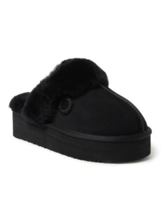 Fireside by Women's Melton Genuine Shearling Platform Scuff Slipper