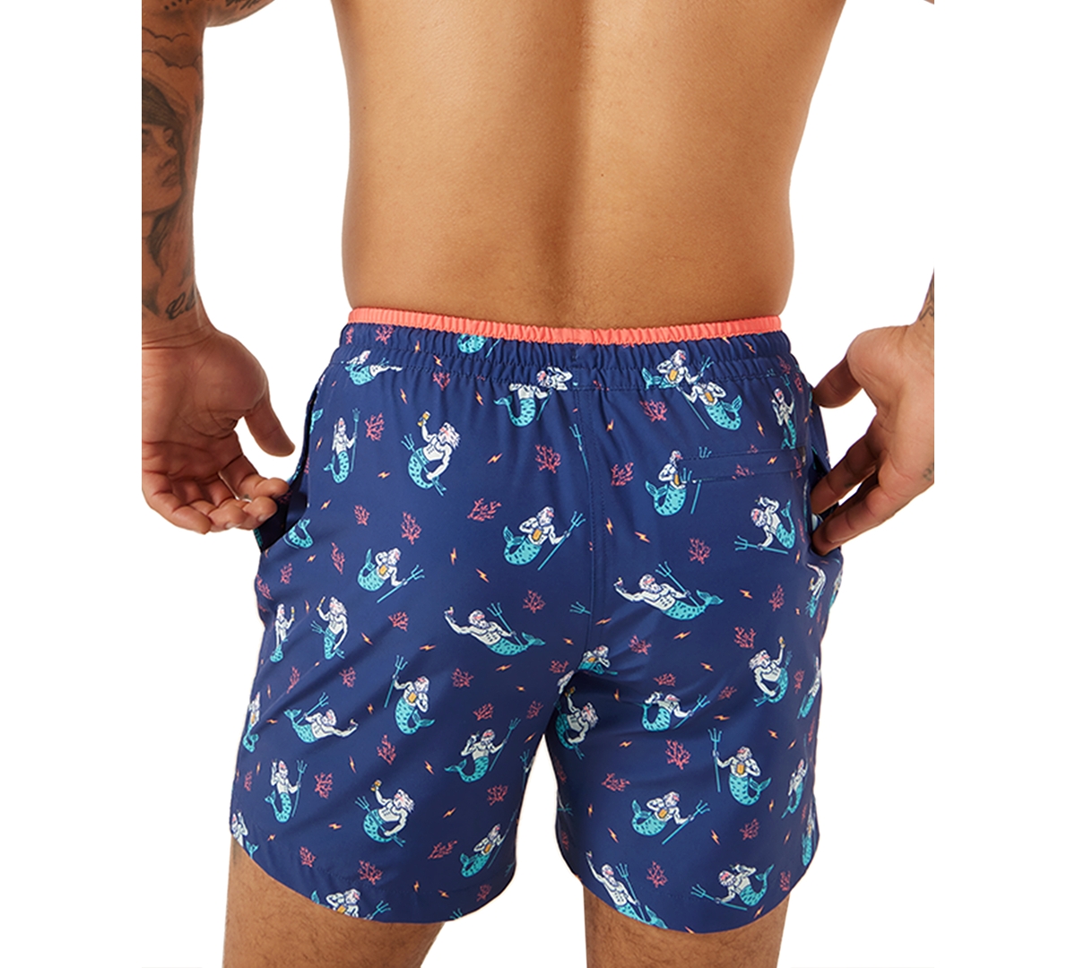 Shop Chubbies Men's The Triton Of The Seas Quick-dry 5-1/2" Swim Trunks With Boxer Brief Liner In Navy