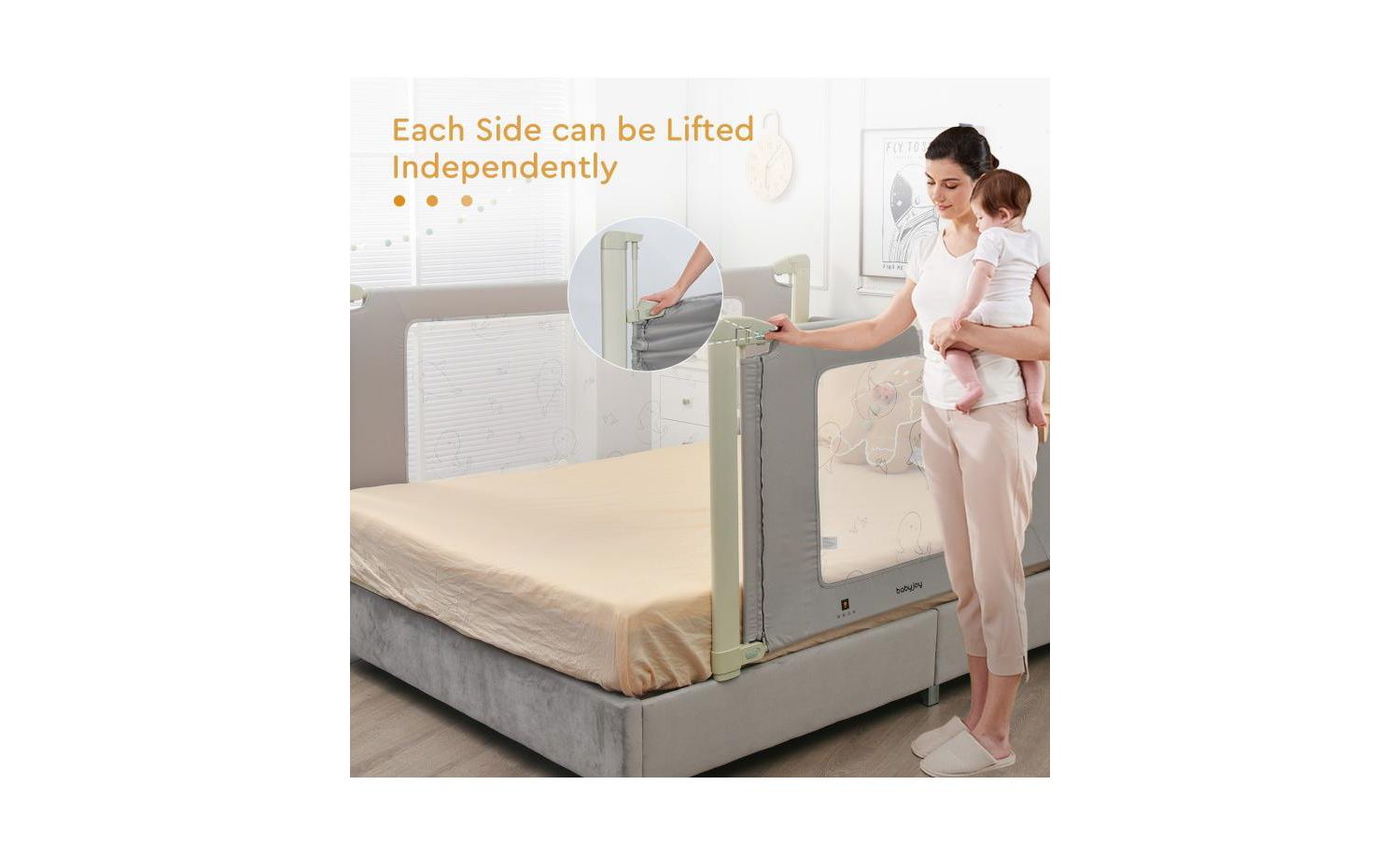 59in Bed Rail Guard for Toddlers Kid with Adjustable Height and Safety Lock - 59in