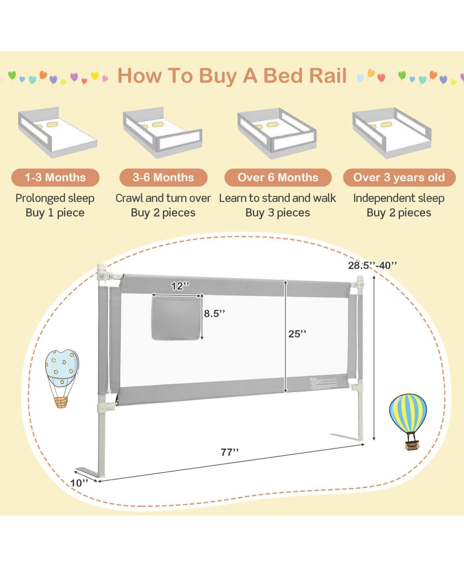 Baby Bed Guardrail with Double Lock for Secure Toddler Sleep Support
