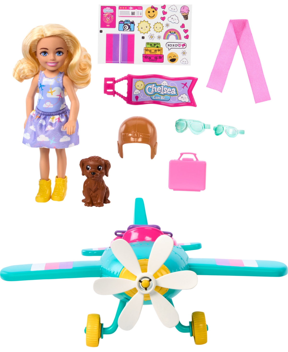 Shop Barbie Chelsea Can Be Plane Doll And Play Set, 2-seater Aircraft With Spinning Propeller And 7 Accessories In Multi