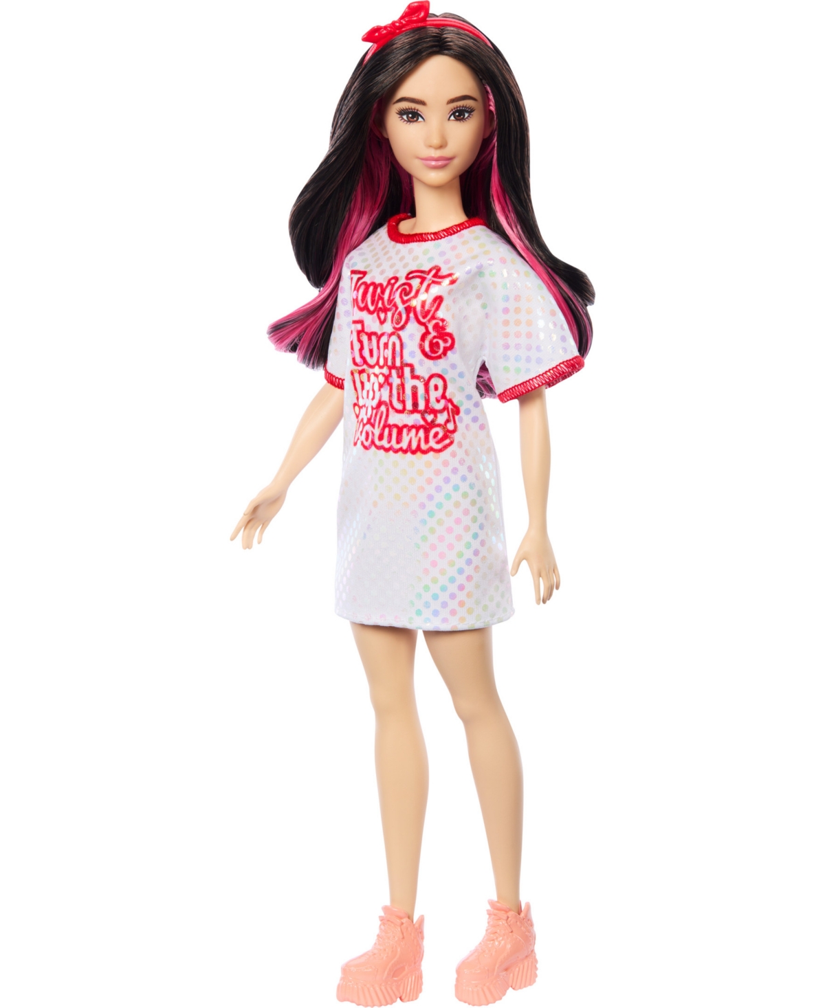 Shop Barbie Fashionistas Doll 214, Black Wavy Hair With Twist 'n' Turn Dress And Accessories, 65th Anniversary In Multi