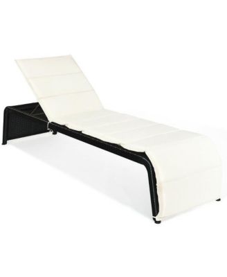 Outdoor Rattan Lounge Chair Adjustable Backrest with Cushioned Seating