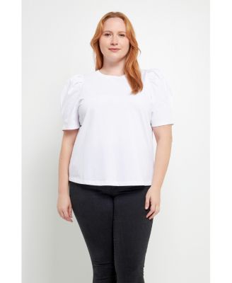 Women's Plus size Short Puff Sleeve Knit Top