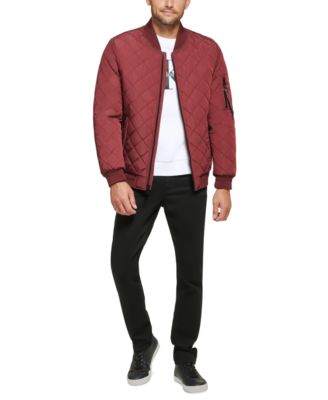 Men's Quilted Baseball Jacket with Rib-Knit Trim